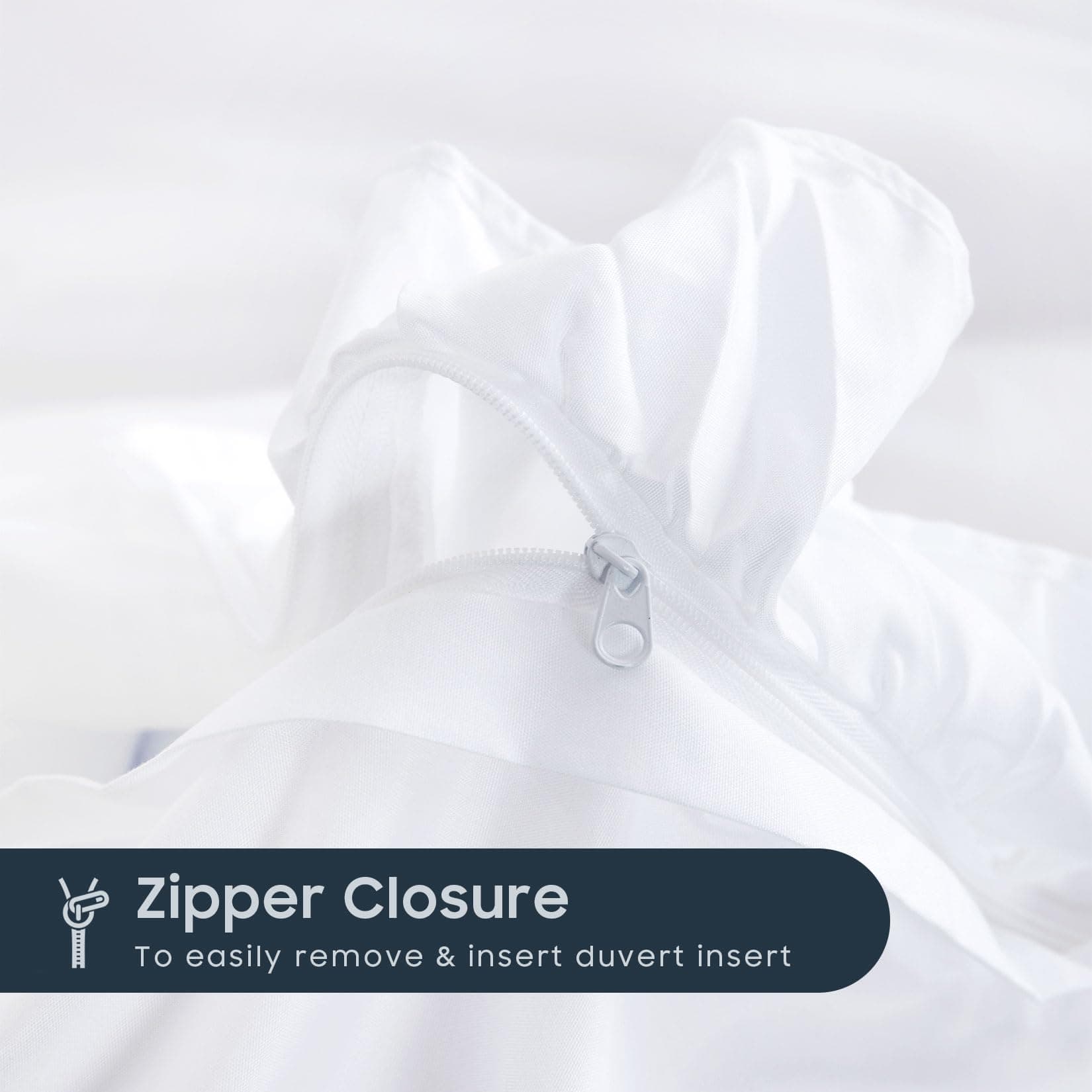 Wake In Cloud - Ruffle Quilt Cover Set, 1000TC Ultra Soft Microfiber Duvet Doona Cover Bed Bedding, 3 Piece, White, Queen Size thumbnail 5