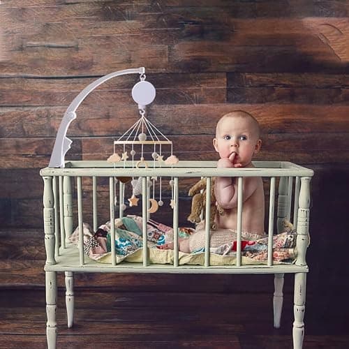Mobile Musical en Bois avec Support Réglable et Boîte à Musique Décoration de Berceau Garçon et Fille (Beige) thumbnail 2