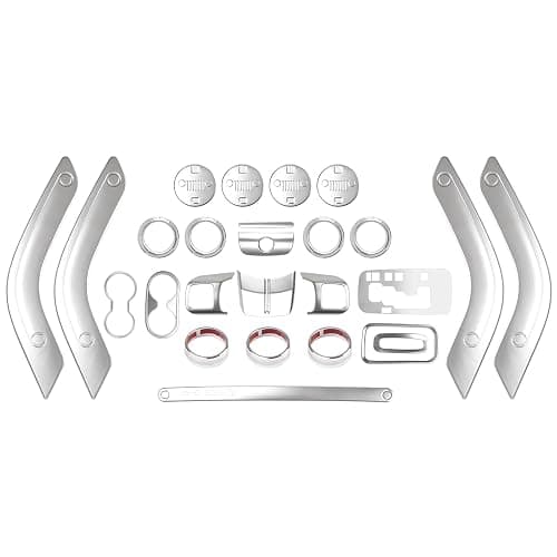 26PCS Full Set Interior Trim Kit Compatible with Jeep Wrangler JK JKU 2011-2018 2&4-Door Inner Center Console Trim, Door Handle, Cup Holder Cover, AC Ring Cover (Silver Decoration Kit) thumbnail 2