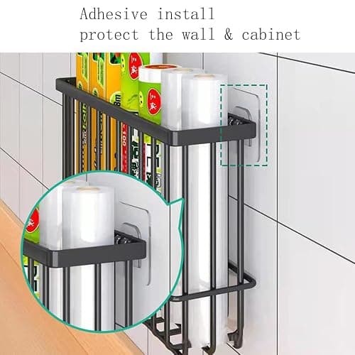 EigPluy 2 Piece Kitchen Cabinet Door Storage Box,Self Adhesive Wall Mounted Storage Boxes,Wardrobe/Bathroom/Refrigerator Small Items Organizer Storage Box (Black) thumbnail 6