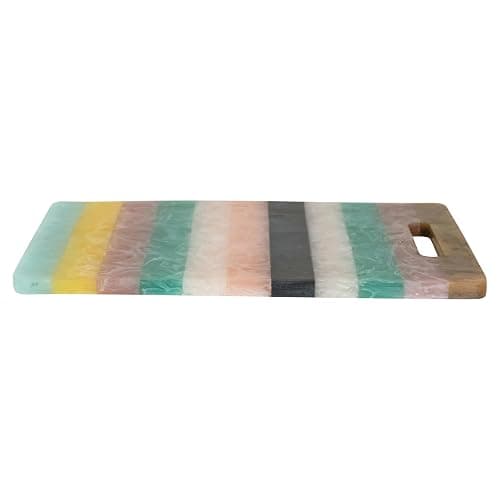 Creative Co-Op Marbled Resin Striped Cheese and Serving Board with Handle, Multicolor thumbnail 4
