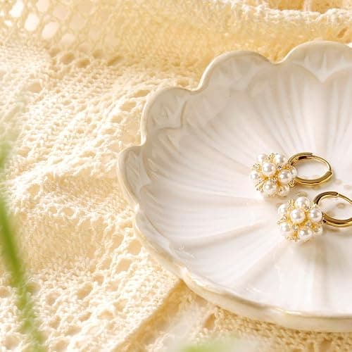 JAMEND CLXP Lotus Ring Holder Dish Small Indoor Ash Tray, Ceramic Dessert Plate Trinket Jewelry Holder Organizing Necklace Earrings for Parents Friends Sister, White. All Jewelries Are NOT Included. thumbnail 4