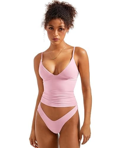 SUUKSESS Women Sexy Deep V Neck Sleeveless Fitted Basic Tops Y2K Tank Top Cami thumbnail 3