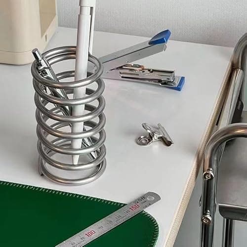 Toothbrush Holders Spring Shape Stainless Steel Pen Holder Bathroom Tabletop Makeup Brush Organizer Toothbrush Stand thumbnail 4