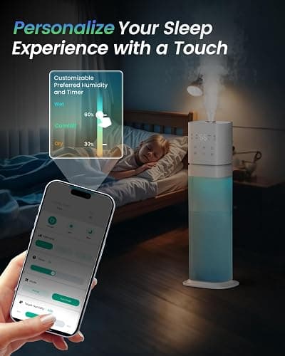 AILINKE Smart Humidifier Large Room, 2.1Gal/8L Humidifiers for Bedroom with Extended Tube&Night Light, Whole House Cool Mist Humidifiers, WIFI App&Voice Control, School/Office/Warehouse, White thumbnail 5