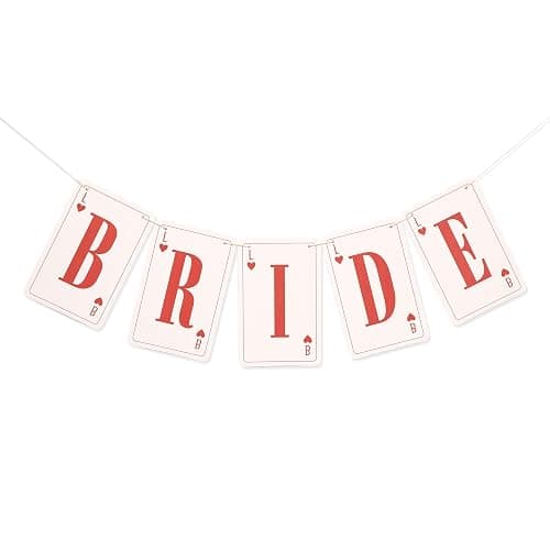 Lucky in Love Bachelorette Banner - Bride Casino Bachelorette Decorations, Las Vegas Sign Bridal Shower Party Supplies, Queen of Heart Playing Card Pieces Garland, Poker Chip Wedding Cake Smash Photo Props - Image 1
