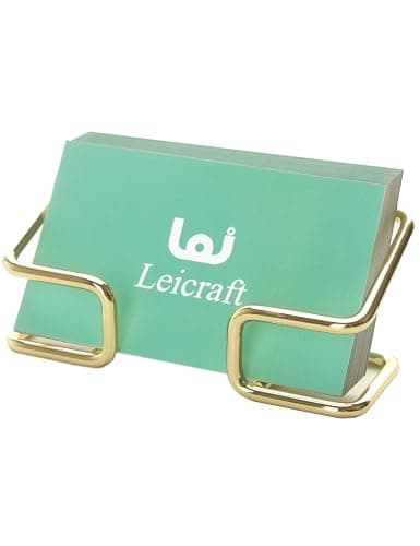 Leicraft Business Card Holder for Desk, Cute Metal Card Organizers and Office Desk Accessories for Men and Women (Golden) - Image 1