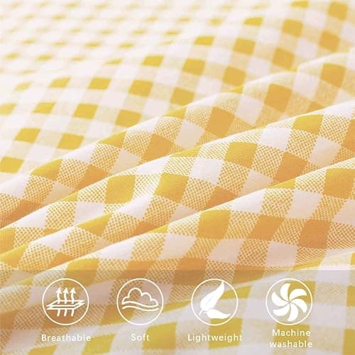 ETDIFFE Yellow Comforter Set Queen Size, 3 Piece Farmhouse Gingham Grid Bed Set - Soft and Lightweight Buffalo Checkered Plaid Microfiber Down Alternative Comforter (90x90) thumbnail 5