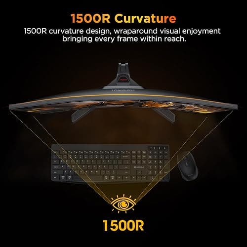 KOORUI 25 Inch Curved Gaming Monitor 240Hz FHD 1080P Computer Monitor, 1500R 1ms MPRT Display, Adaptive Sync, 90% DCI-P3,HDR, Eye Care, Tilt Adjustable, VESA 75x75mm, Black,G2511XC thumbnail 3