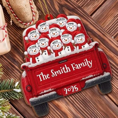 Personalized Christmas Ornaments 2025 Family of 2/3/4/5/6/7/8/9/10 Custom Snowman Ornament with Names and Year, for Family of 2/3/4/5/6/7/8/9/10 Members, Custom Ornament Xmas Gift Idea thumbnail 7