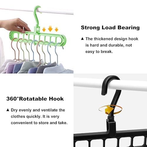 Closet Organizers and Storage,College Dorm Room Essentials, Multifunctional Organizer Magic Space Saving Hangers with 9 Holes Storage Organization for Wardrobe Closet Heavy Clothes - Multicolor - 4 Pack thumbnail 4