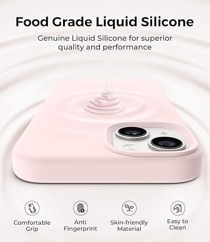 AOTESIER Compatible with iPhone 14 Case, Full Body Food-Grade Silicone Wear-Resistant, Anti-Drop Protection with Soft Anti-Scratch Microfiber Lining Phone Case for iPhone 14, 6.1 inch, Chalk Pink thumbnail 4