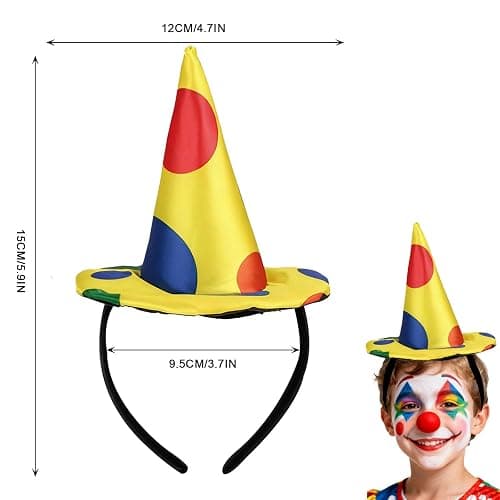 enadoi Clown Headband Hairband Polka Dot Hat/Cap For Halloween Headwear For Costume Parties (Medium) thumbnail 2