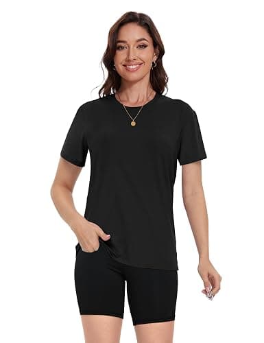 Kinglaman 4 Pack Women Basic T Shirts Tees Workout Short Sleeve Casual Tops | Loose fit, Crew neck, Athletic gym tops, Soft fabric for daily workout wear thumbnail 2