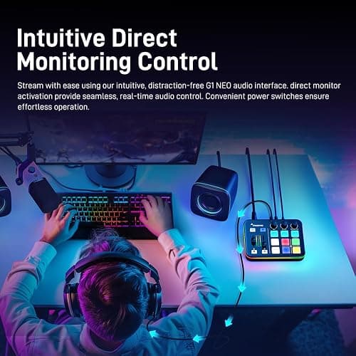 MAONO Gaming Audio Mixer, Audio Interface with Pro-preamp, RGB, Bluetooth, 48V Phantom Power for Live Streaming, Podcasting, Content Create, Gaming MaonoCaster G1 NEO (Not for USB Mic) thumbnail 6