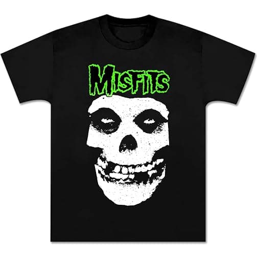 Misfits Shirt Retro Punk Rock Band Unisex Fit Mens Novelty Green Graphic Printing Soft Cotton Tee Vintage Youth Black - Image 1