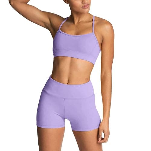 IMEKIS Women's Workout Sets 2 Piece Yoga Outfit High Waisted Biker Shorts Leggings Sports Bra Gym Fitness Clothes Tracksuit - Image 1