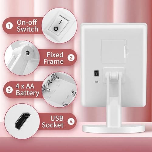 KOOKIN Lighted Vanity Makeup Mirror 16 Led Lights 180 Degree Rotation Lighted Mirror Touch Screen Adjusted Brightness Desk Mirrors USB Dual Supply Bathroom Beauty Cosmetic Mirrors (White) thumbnail 5