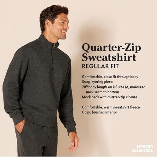 Amazon Essentials mens Long-Sleeve Quarter-Zip Pullover Fleece Sweatshirt thumbnail 2