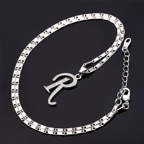 U7 Initial Necklace for Women, Gold/Platinum Plated CZ Crystal Letter A-Z Pendant Necklace, Shiny 20 Inch Name Chain Dainty Personalized Jewelry for Men Mom Wife Friend thumbnail 3