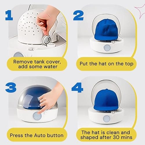 Hat Cleaner, Automatic Hat Steam Cleaner, Hat Shaper, All in One Hat Care Machine, Steam Cleaning & Ironing and Fast Drying for Baseball Caps, Bucket Hats, Felt Hats thumbnail 7