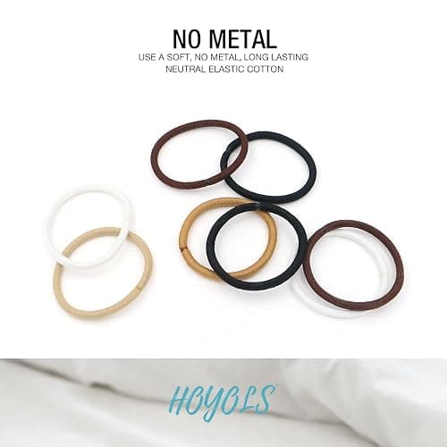HOYOLS Ponytail Holders Hair Ties, No Metal Braided Bands Elastic Thick Tie for Women Thick Fine Curly Hair 50 Count 4mm 1/8 Inch Brown (Sparkling Amber) thumbnail 3