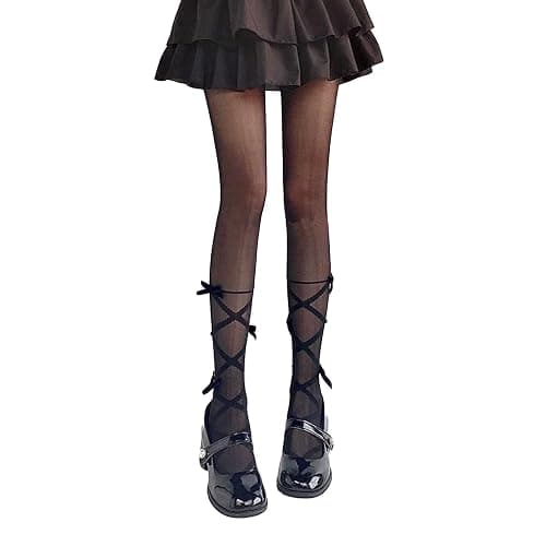 Benefeet Sox Womens Sheer Tights High Waist Sexy Lace Pantyhose Transparent Stockings Nylon Silk See Through Thin Long Socks - Image 1