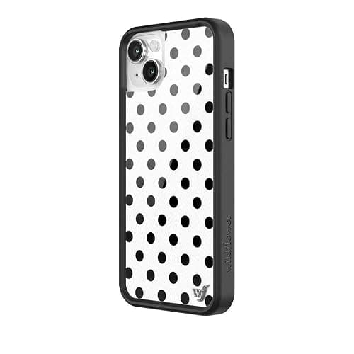 Wildflower Cases - Compatible with iPhone 13/14 | Protective Black Bumper, 6.5ft Drop Test Certified, Women Owned Small Business | Spots Aesthetic Trendy Cute | Polka Dot - White & Black thumbnail 2