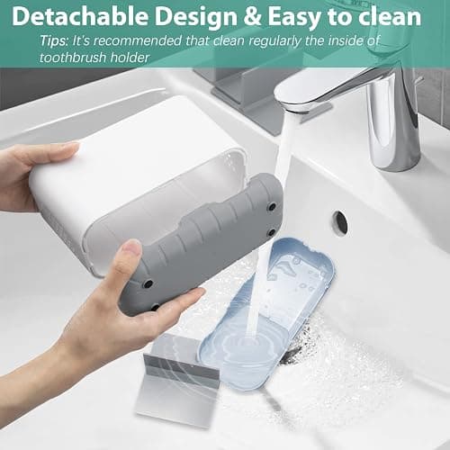 Boperzi Toothbrush and Toothpaste Holder Drainage for Bathroom Countertop with Adjustable Dividers, Large Toothpaste Caddy Organizer Storage Rustic Decor Set Anti-Slip for Shower,Family,Kids Gray thumbnail 3