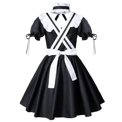 Wannsee Anime French Maid Apron Lolita Fancy Dress Cosplay Costume Furry Cat Ear Gloves Socks set(M) thumbnail 4