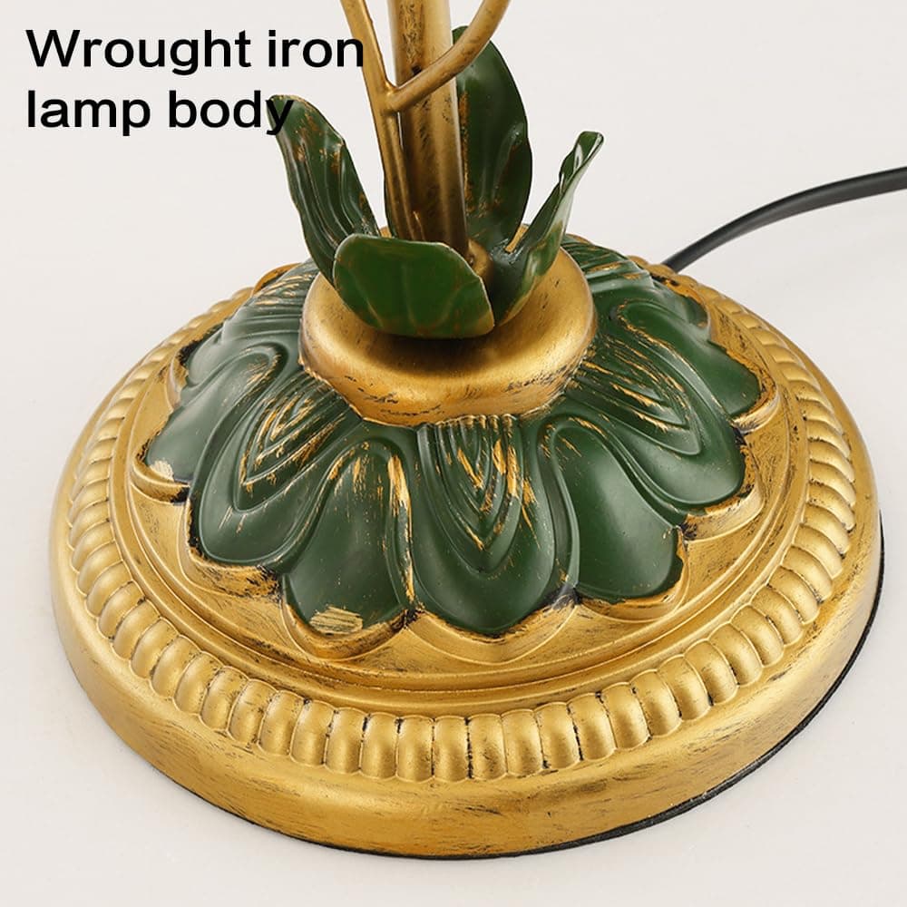 Vintage Pastoral Style Flower Table Lamp for Home, Flowers Art Design Bedside Lamps Metal Nightstand Lamp with Glass Shade for Bedroom, Living Room, Office thumbnail 7