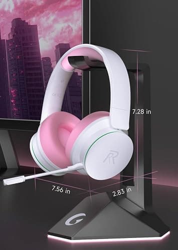 RYR Wireless Gaming Headset for Xbox Series X|S, Xbox One, PS5, PS4, Mac, Bluetooth 5.3, 3D Surround Sound, Rotatable Earmuffs, Gaming Headphones with Noise Canceling Microphones-Pinkwhite thumbnail 9