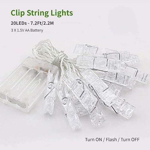 Dopheuor Photo Clip String Lights LED Battery Operated Starry Fairy Copper String Lights with Clips Warm White for Pictures Bedroom Wall Patio Halloween Thanksgiving Christmas Party Wedding Décor thumbnail 6