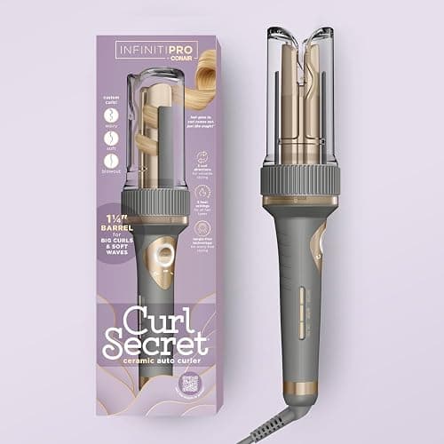 Conair CD1032C Curl Secret 1 ¼ inch Barrel Auto Hair Curler - 3 curl directions - Medium to Long Hair Lengths produces wavy, soft or blowout curls, All hair types, Dual Voltage for Worldwide Travel - Gray - 1 ¼ inch Barrel thumbnail 7