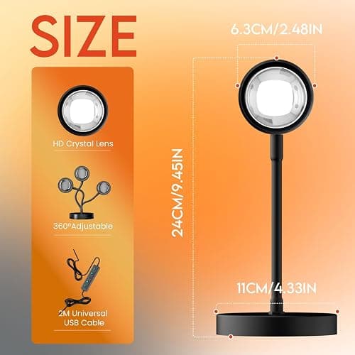 Sunset Lamp Projector with APP Control, Remote Control and Button Switch, Multicolor Changing LED Projection Lamp 360 Degree Rotation Sunlight for Bedroom/Photography/Party/Tiktok Live/Room Decor thumbnail 6