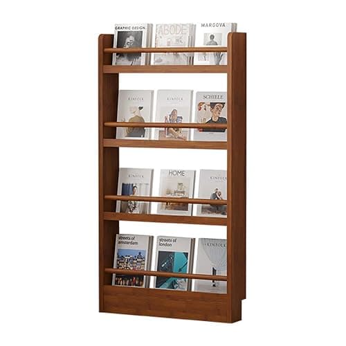 yurstcggh Wooden Behind Door Bookshelf,Thin 10cm Standing Wood Book Shelf Organizer,Behind Door 3-5 Tier Wall Bookcase,Toy storage rack, book storage rack 58×10×124cm Brown - Image 1