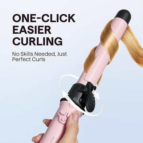Wavytalk Rotating Curling Iron, 1 Inch Automatic Waver for Effortless Waves up to 430℉ with Home Button, Pale Pink thumbnail 2
