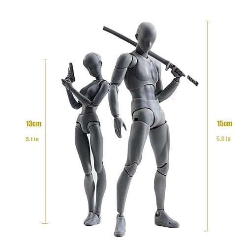 gnallang Action Figures PVC Model (Grey Color) with Box Drawing Figure Models for Artists(Female+Male) thumbnail 3