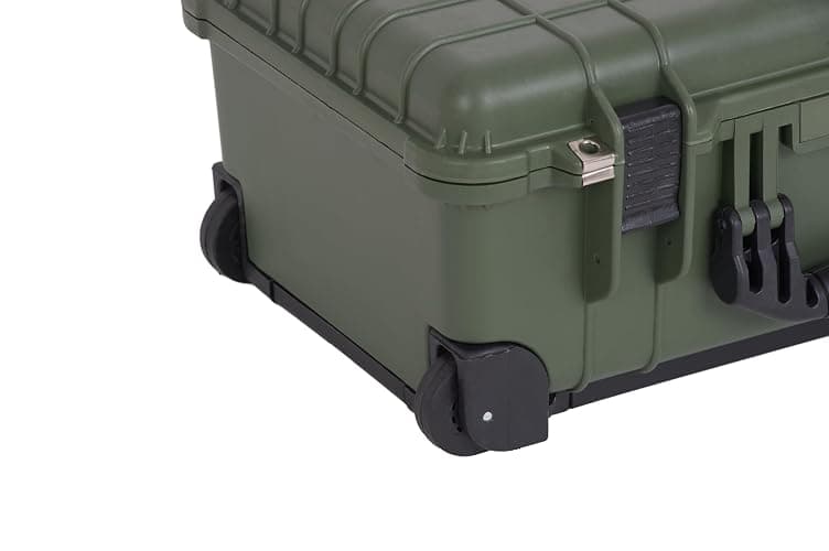 MEIJIA All Weather Rolling Waterproof Protective Case, Hard Camera Case,Dry Case with Retractable Pull Handle and Wheels,Foam Inserted,22 x13.81x9inches (Green) thumbnail 5