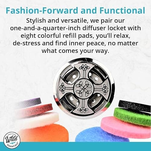 Wild Essentials Potter Hallows Car Vent Diffuser Kit – 316L Stainless Steel Locket, Rubber-Coated 4-Way Clip, 8 Color Pads (22mm), 25mm – Includes Alert & Inner Calm (2 x 10ml) thumbnail 6
