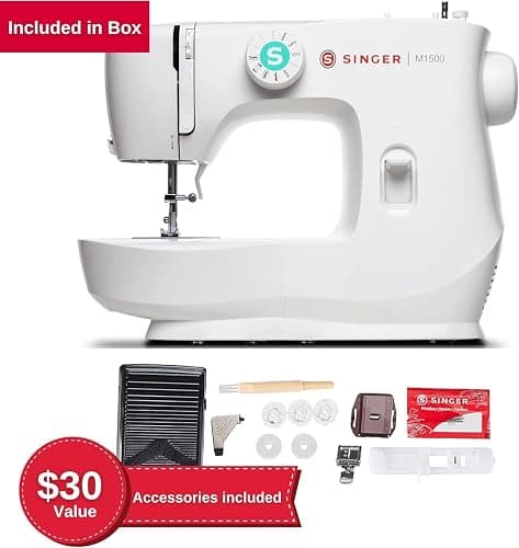 SINGER M1500 Lightweight & Portable Sewing Machine with Accessory Kit | 57 Stitch Applications, LED Light & 4-step Buttonhole | Great for Quilting, Crafts & Mending thumbnail 4