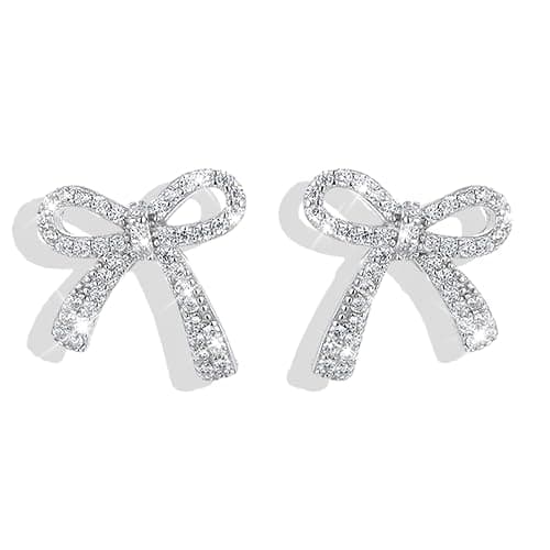 Bow Earrings for Women Trendy Sparkly Rhinestone Chain Tassel Earrings Cute Ribbon Stud Earring Daily Party Jewerly Gifts Christmas Stocking Stuffers - Image 1