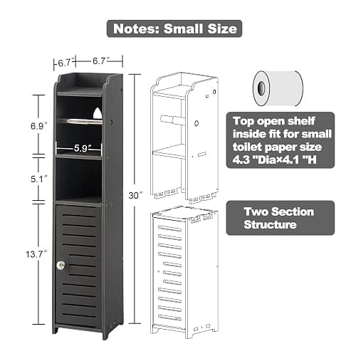 AOJEZOR Toilet Paper Holder Stand: Small Toilet Bathroom Storage Cabinet for Small Spaces thumbnail 2