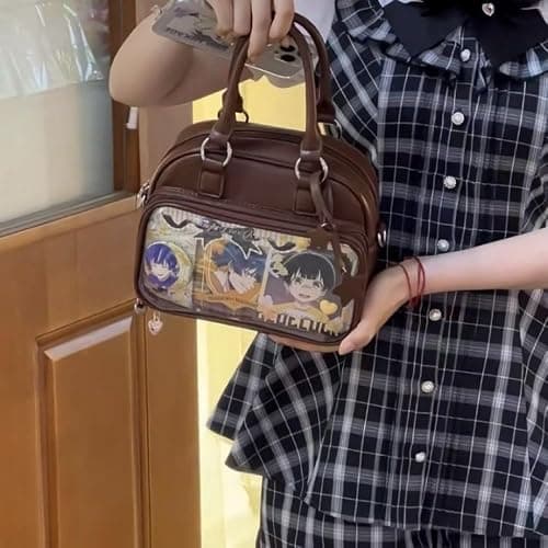 Vobomo Ita Bag Ita Backpack with Insert Big Capacity Single Shoulder Bag Crossbody Bag Y2k Handbag Commuter Bag (Brown) thumbnail 2