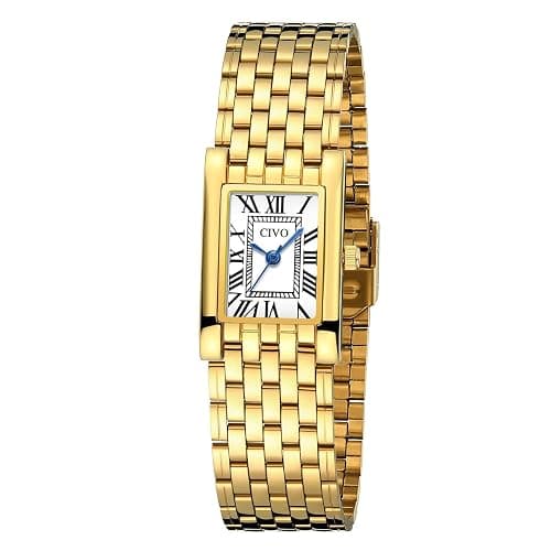 CIVO Gold Watches for Women Vintage: Small Quartz Womens Watch with Roman Dial - Ladies Square Dainty Bracelet Watches - Gift Box Set for Wife Mother at Anniversary Wedding Birthday Christmas thumbnail 3