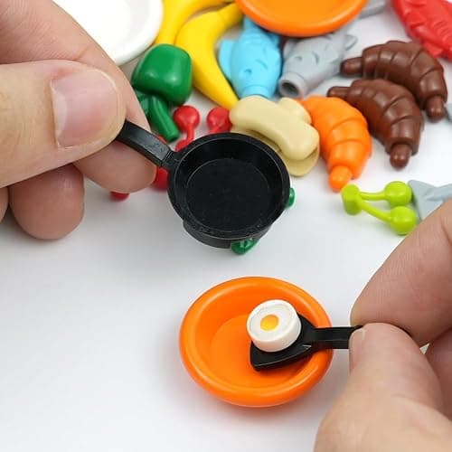 BroTex 200+pcs Food Building Blocks Accessories, City Friends Kitchen Bricks Sets, DIY Restaurant Picnic Building kit Compatible All Major Brands thumbnail 2