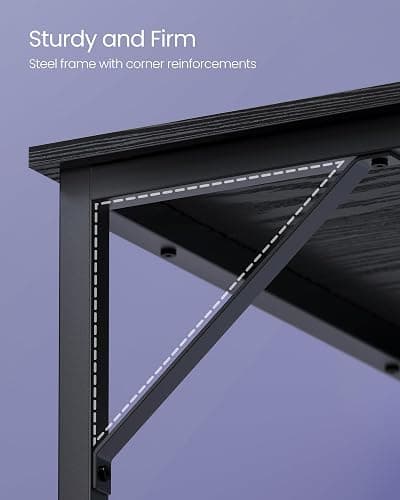 VASAGLE Computer Desk, Small Office Desk and Workstation, Work Desk for Home Office, Study, Bedroom, 60 x 120 x 76 cm, Industrial Style, Metal Frame, Black with Wood Grain LWD039B56 thumbnail 8