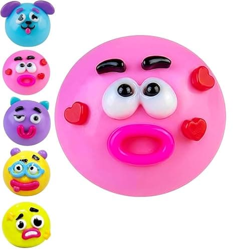 NEW Smushers Squishy, Curiosities Smushers Dog Face Swap Squishy,Cute Easy Squeezy Funny Face Squishy Stress Balls, Stress Relief Desk Accessory for Adults (Pink) - Image 1