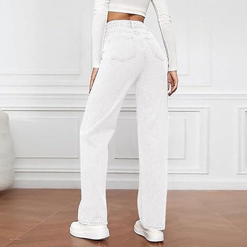 Godalithic Wide Leg Jeans for Women Baggy Elastic High Waist Cute Y2K Boyfriend Jeans Stretchy Jean Straight Leg Denim Pants thumbnail 3