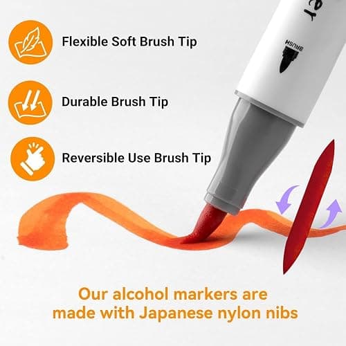 SFAIH Art Pastel Alcohol Markers Brush & Fine Tip - 101 Dreamy Colors | Seamless Blending Markers for Adult Coloring Illustration, Shoulder Strap & Storage Case, Colorless Blender, Gift for Artist thumbnail 7